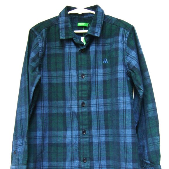New United Colors of Benetton Boys Plaid Shirt Sz M - Picture 1 of 6